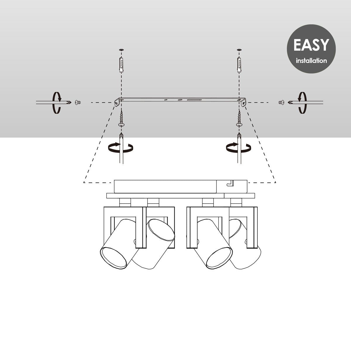 Home Sweet Home Surface-mounted spotlight Concrete 4 - incl. dimmable LED lamp - concrete