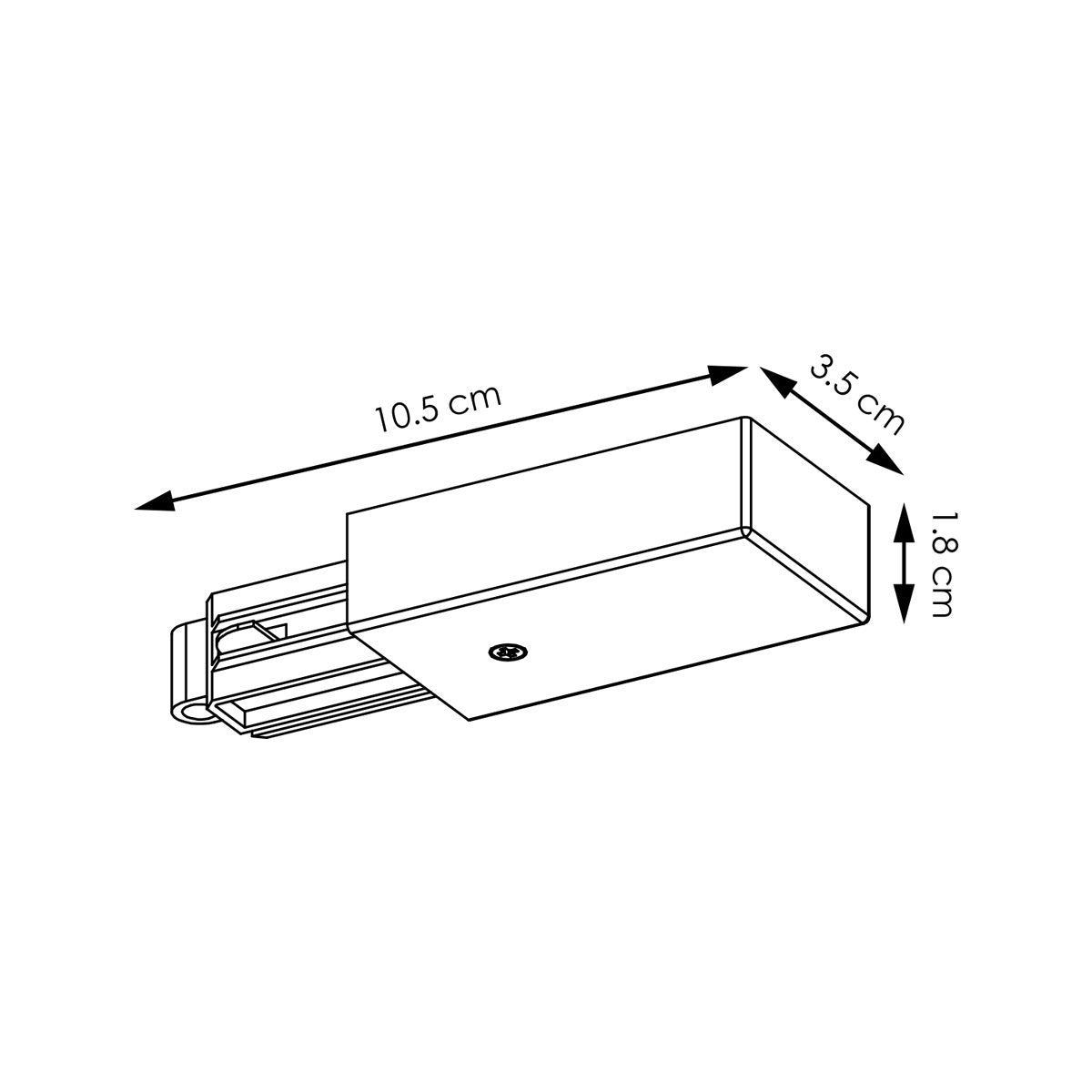 Track lighting part connection unit 10.5/3.5/1.8cm | Black