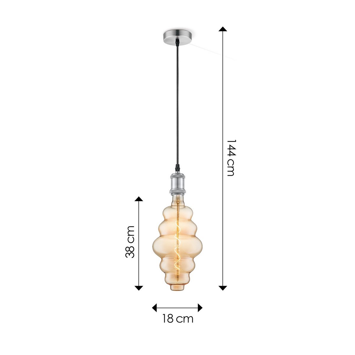 Home Sweet Home hanging lamp chrome vintage Cloud - G160 dimmable E27 amber