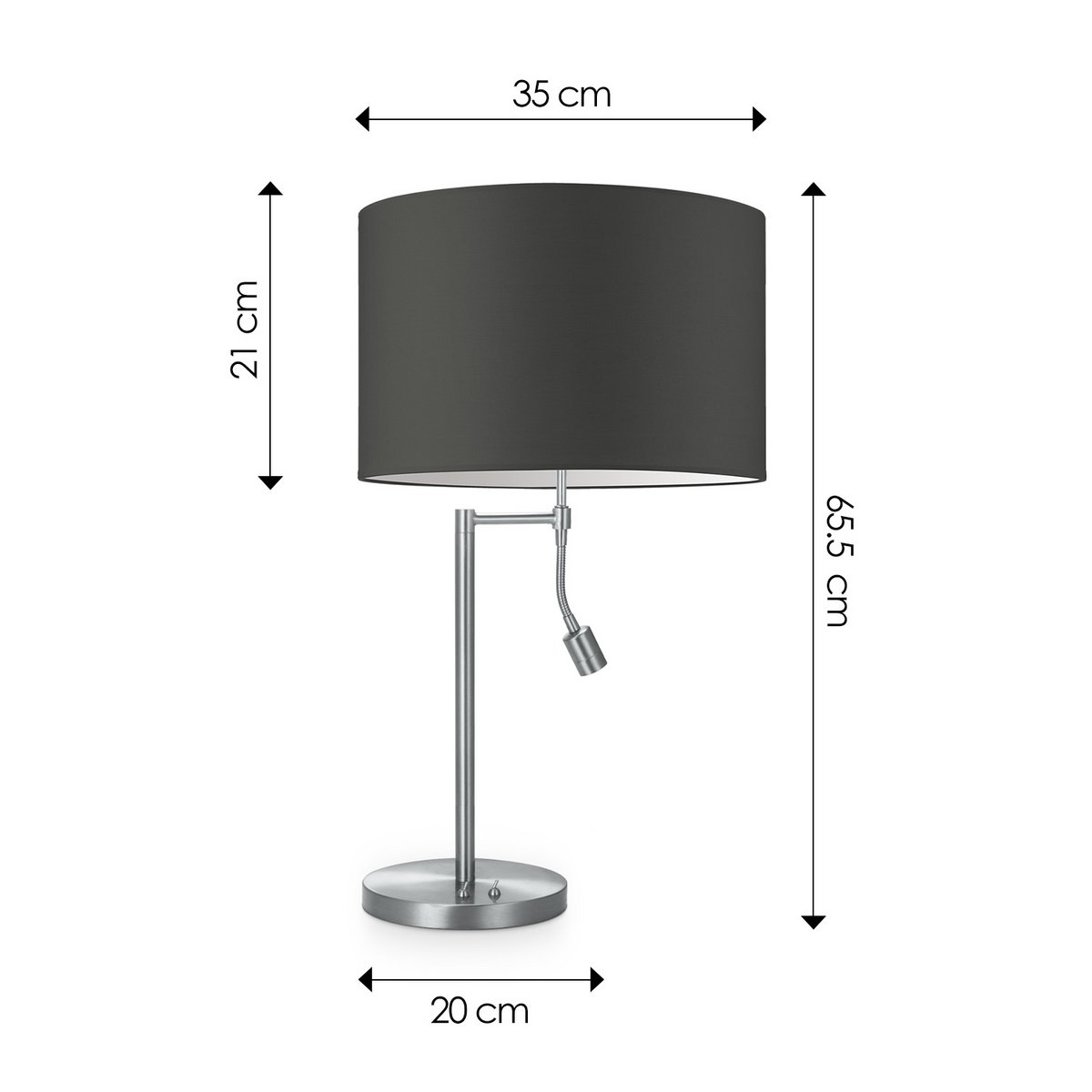 Home Sweet Home Table lamp Read, LED Reading lamp, E27, anthracite 35cm