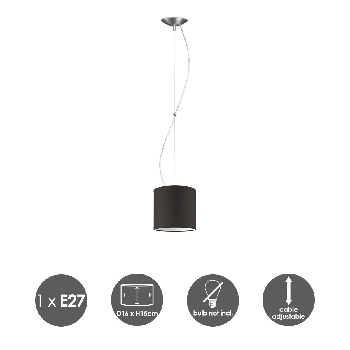 Home Sweet Home hanging lamp Deluxe with lampshade, E27, chocolate, 16cm