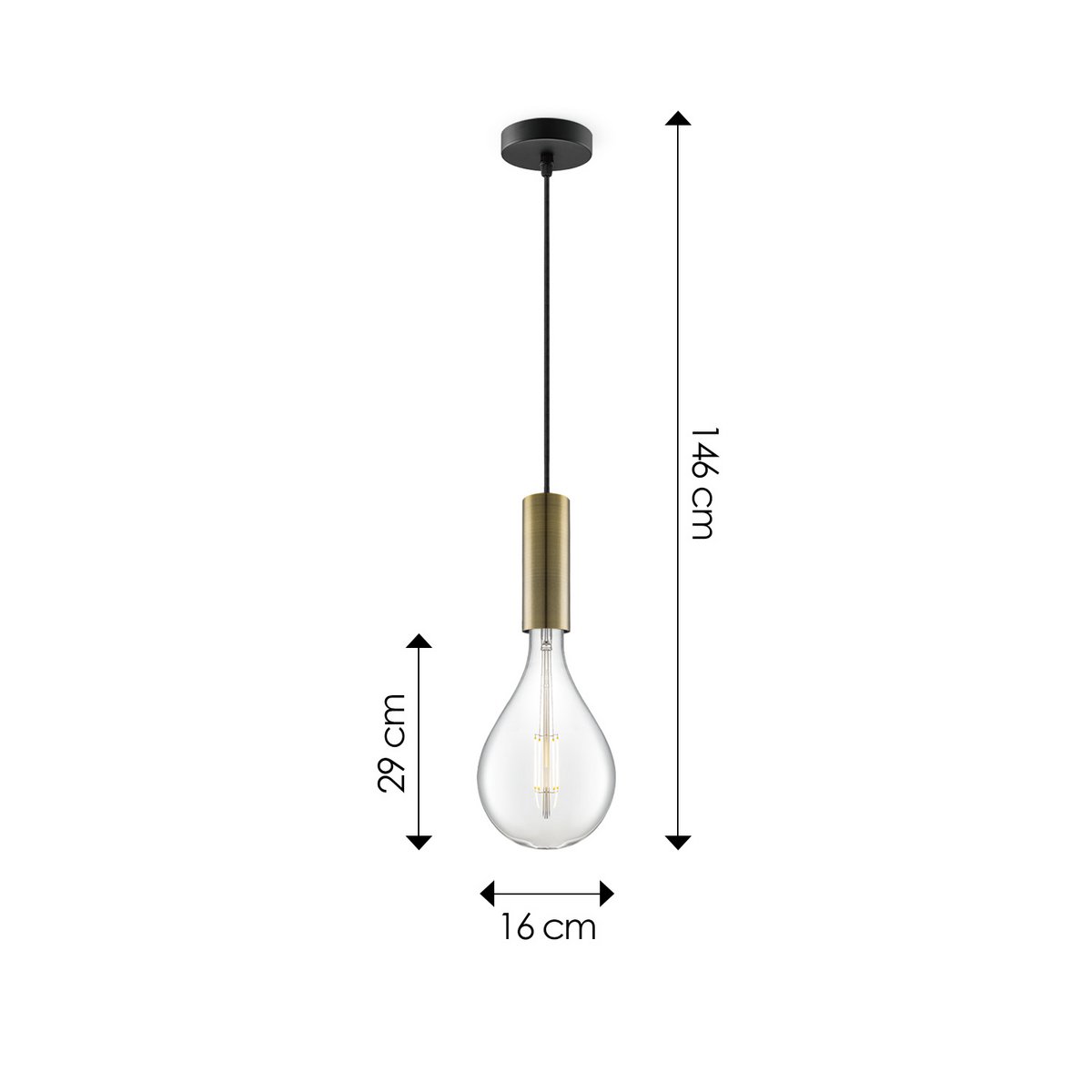 Home Sweet Home hanging lamp bronze Saga Pear - G160 - dimmable E27 clear