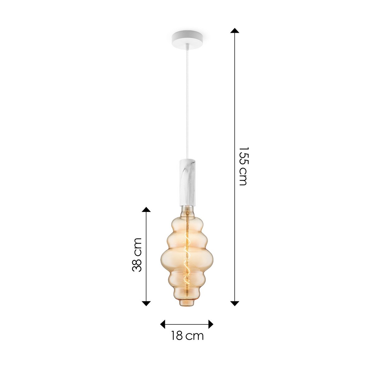 Home Sweet Home hanging lamp Marble Saga Cloud - G160 dimmable E27 amber