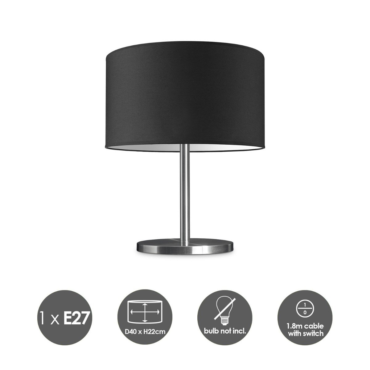 Home Sweet Home Table lamp Bling - Mauro, E27, black, 40x40x35.6cm