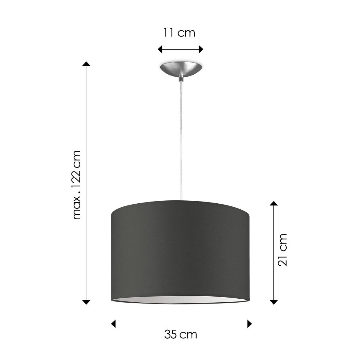 Home Sweet Home hanging lamp Bling with lampshade, E27, anthracite, 35cm