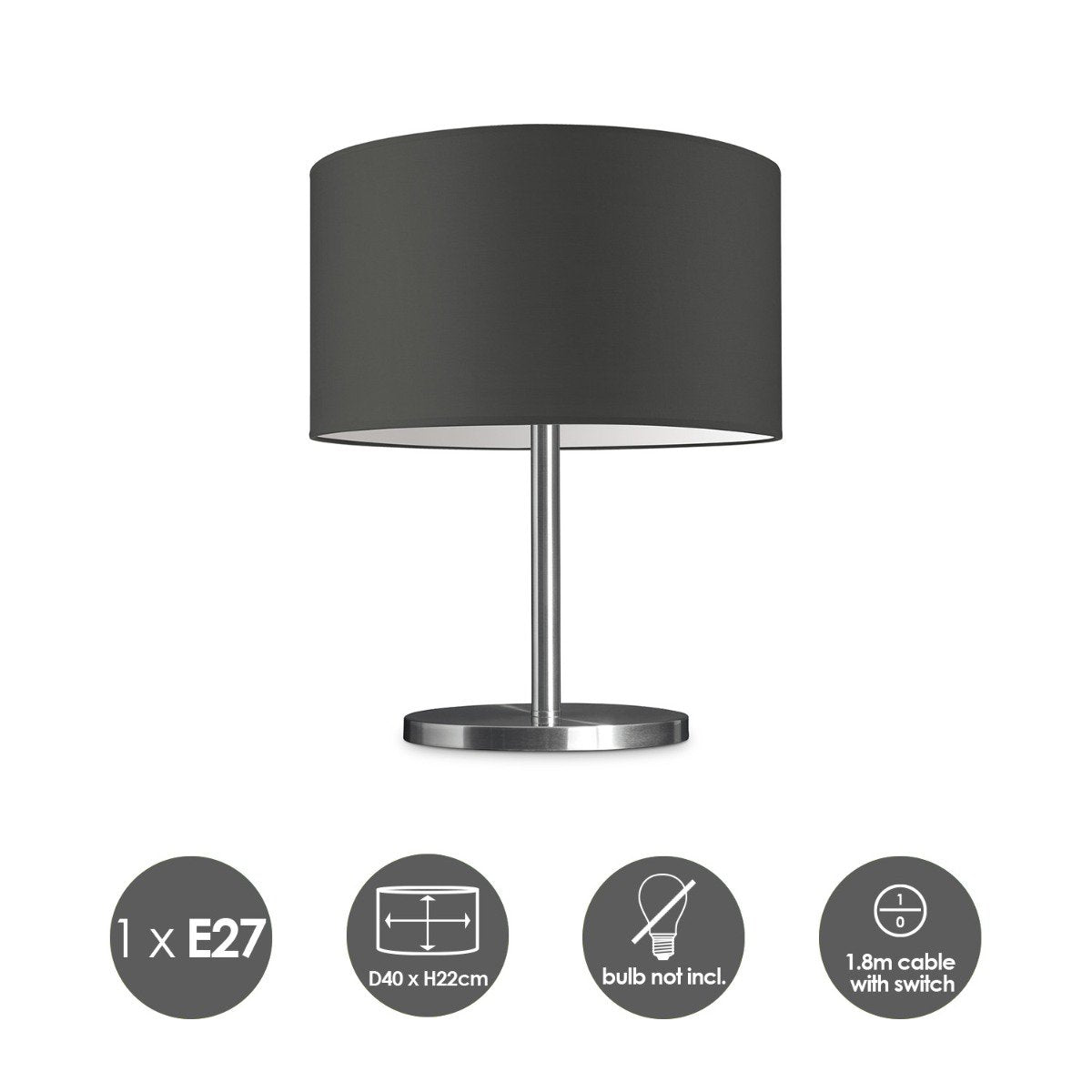 Home Sweet Home Table lamp Bling - Mauro, E27, anthracite, 40x40x35.6cm