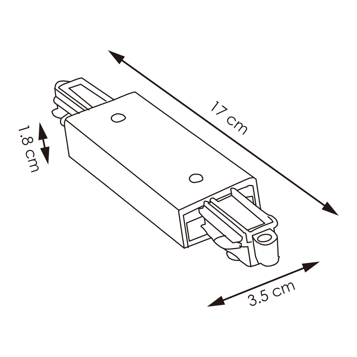 Track lighting part long connector | 17/3.5/1.8cm | Black