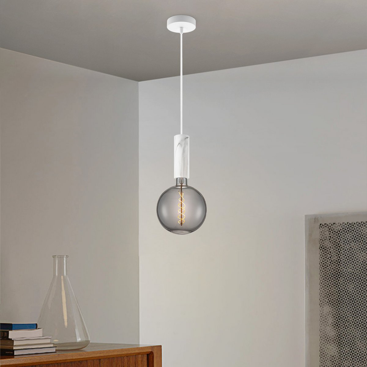 Home Sweet Home hanging lamp Marble Saga - G180 - dimmable E27 smoke