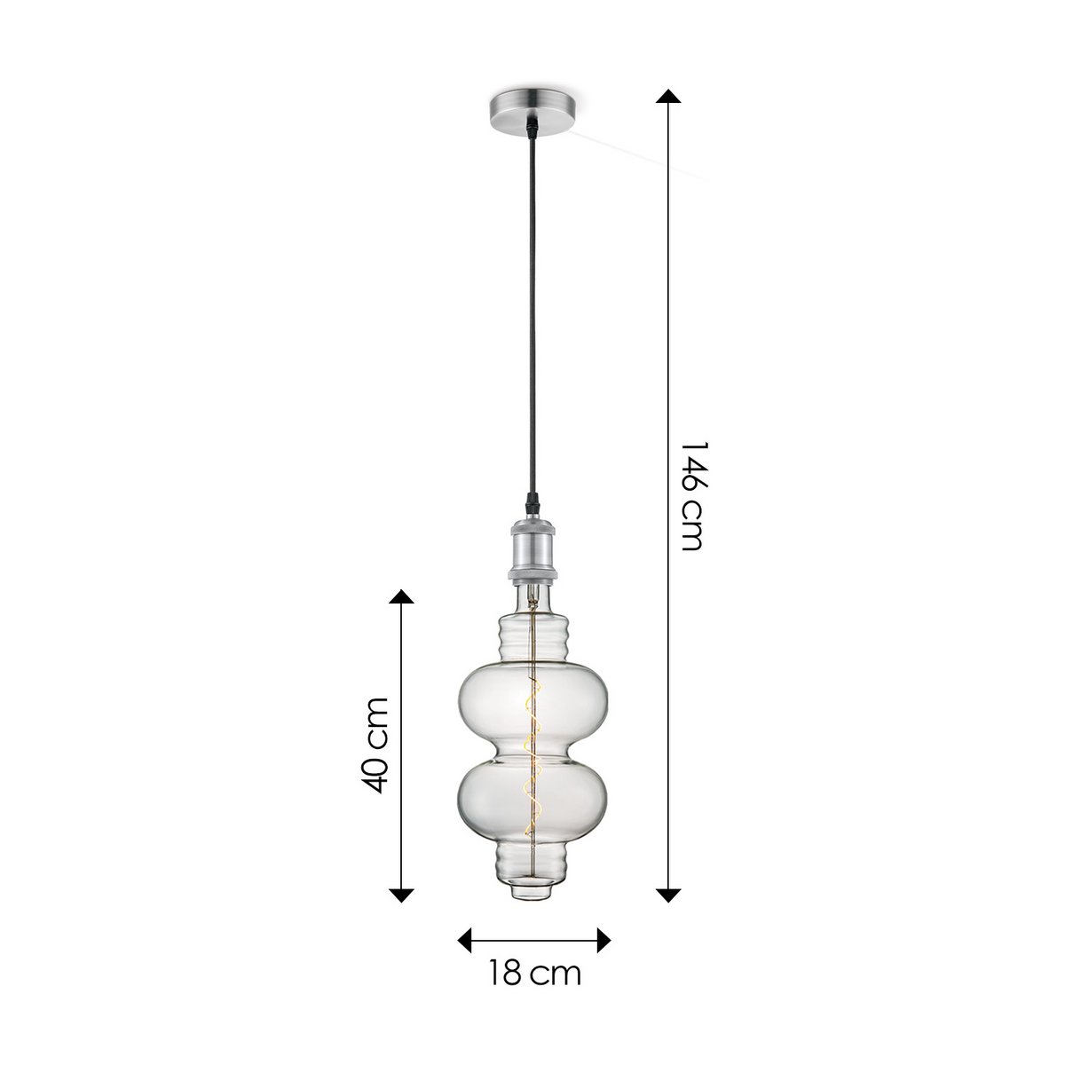 Home Sweet Home hanging lamp chrome vintage Diabolo - dimmable E27 clear