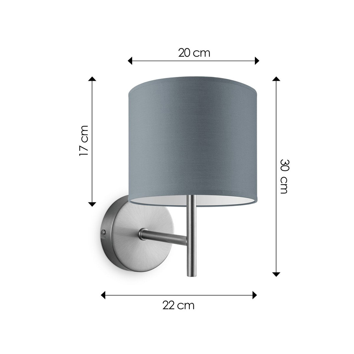 Home Sweet Home Wall Lamp - Mati including Lampshade E27 gray 20x17cm