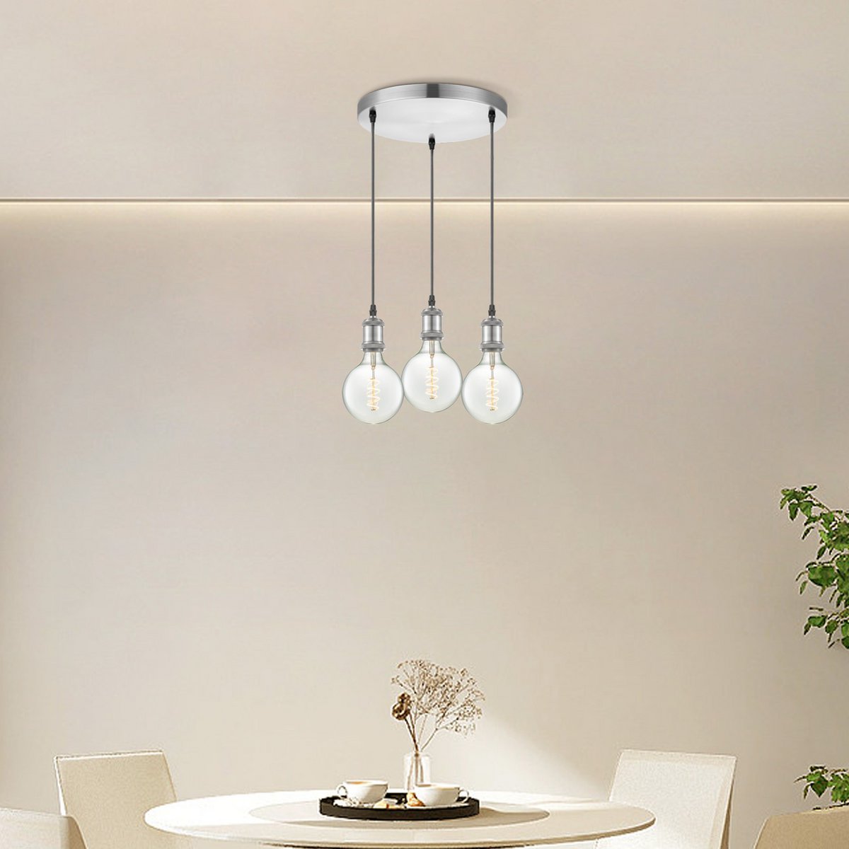 Home Sweet Home hanging lamp chrome round 3L G125 dimmable E27 clear