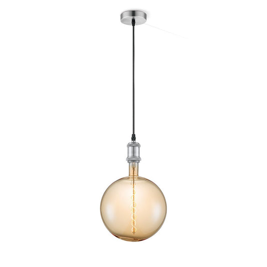 Home Sweet Home hanging lamp chrome vintage Globe - - dimmable E27 amber