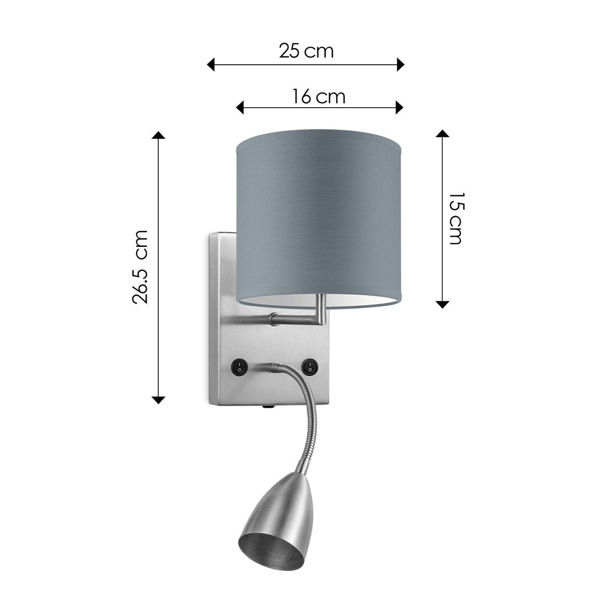 Home Sweet Home Wall Lamp - Read, LED Reading Lamp, E27, gray 16cm