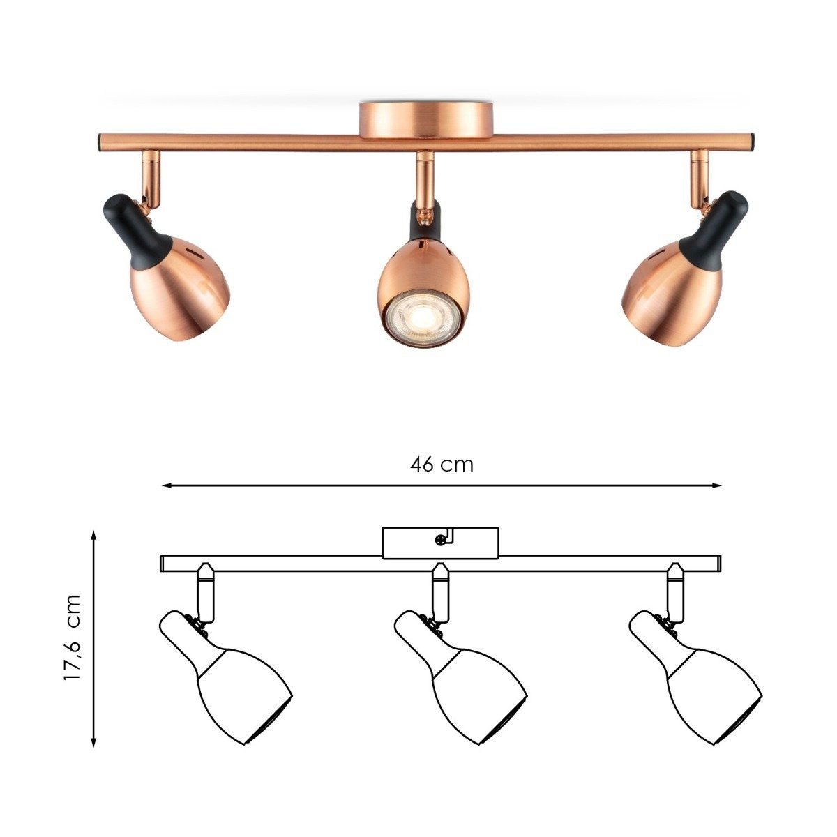 Home Sweet Home LED Surface-mounted spotlight Novi 3 - incl. dimmable LED lamp - Copper