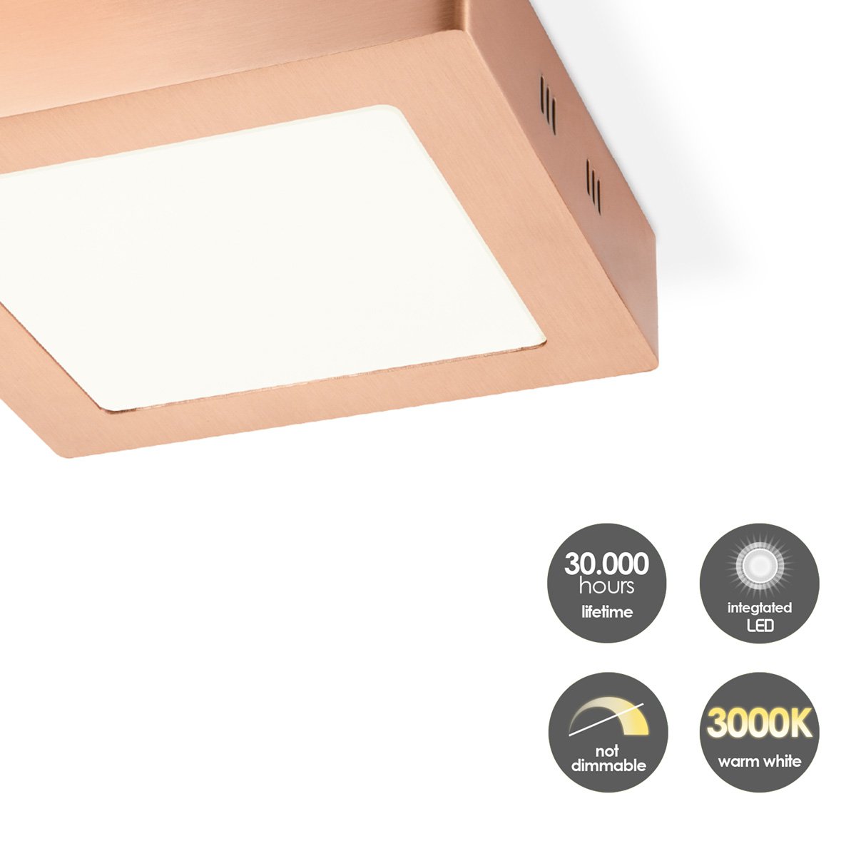 Home Sweet Home LED Ceiling Lamp Ska - Copper - Square 17/17/3.6cm