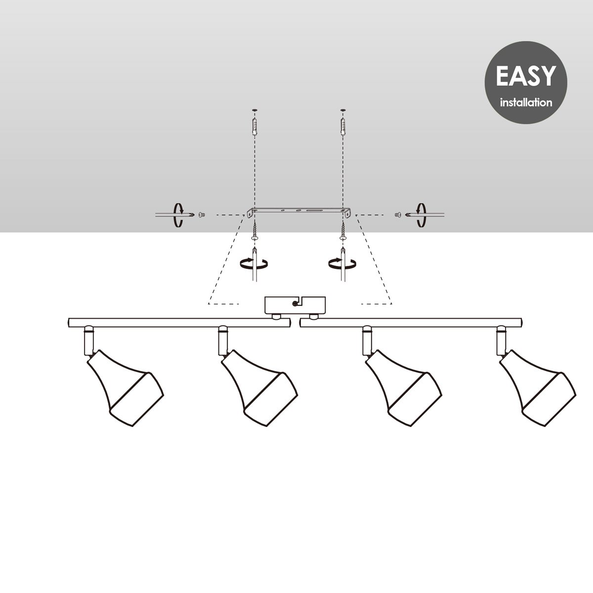 Home Sweet Home LED Surface-mounted spotlight Vaya 4 - incl. dimmable LED lamp - steel