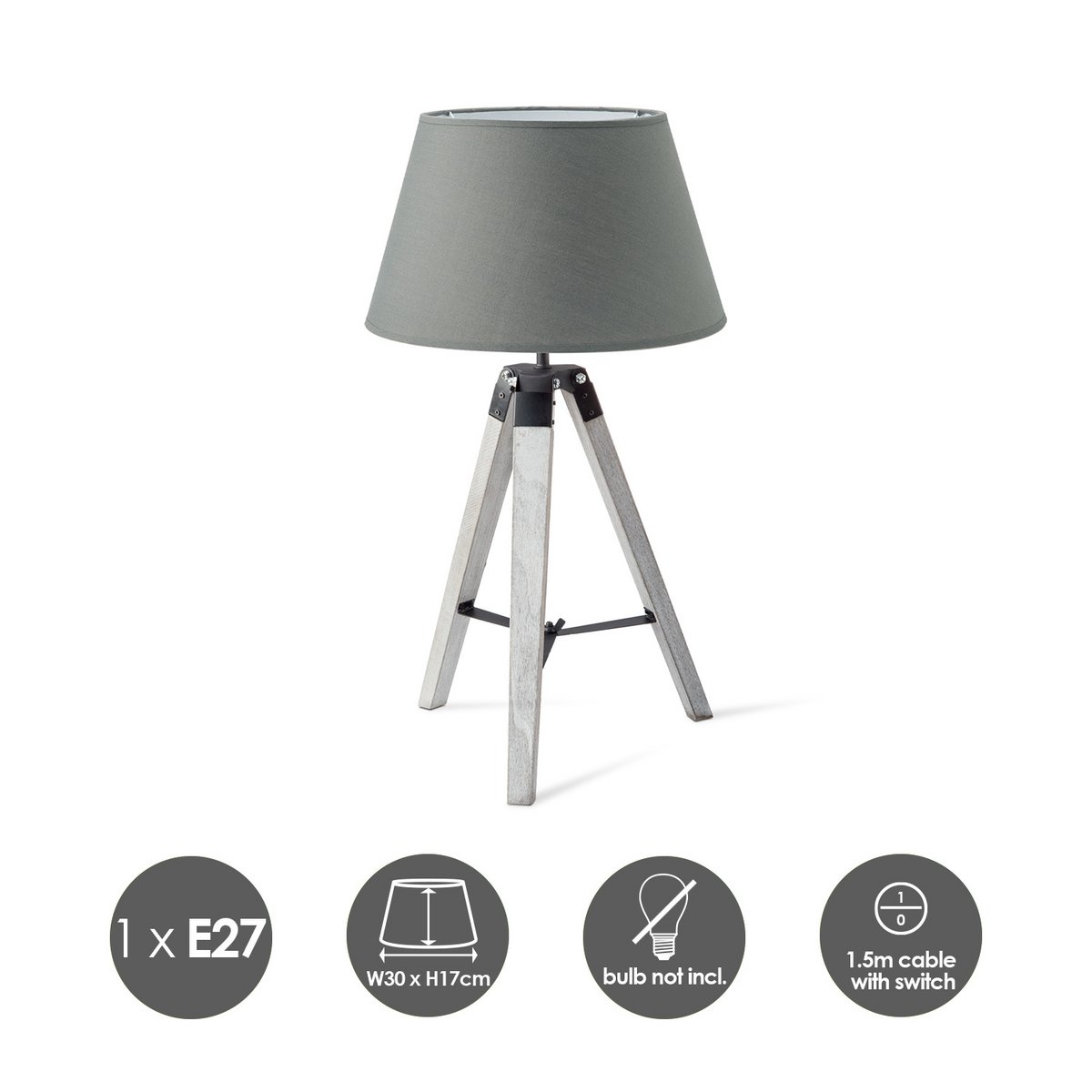 Home Sweet Home Table lamp Largo - White Lamp base and anthracite