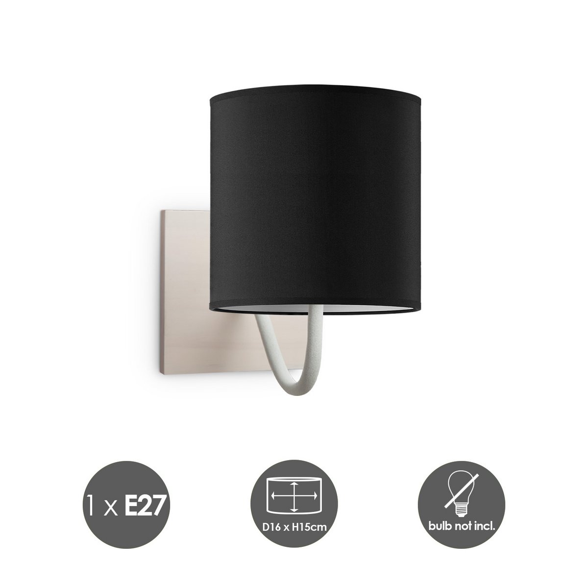 Home Sweet Home Wall Lamp - Beach E27 Lampshade black 16cm