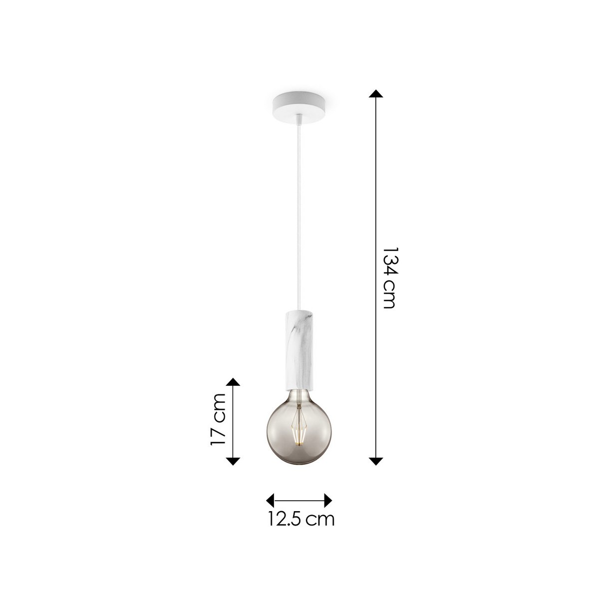 Home Sweet Home hanging lamp Marble Saga - G95 - dimmable E27 smoke