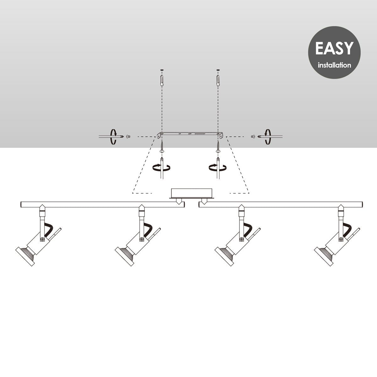 Home Sweet Home LED Surface-mounted spotlight Cali 4 - incl. dimmable LED lamp - steel