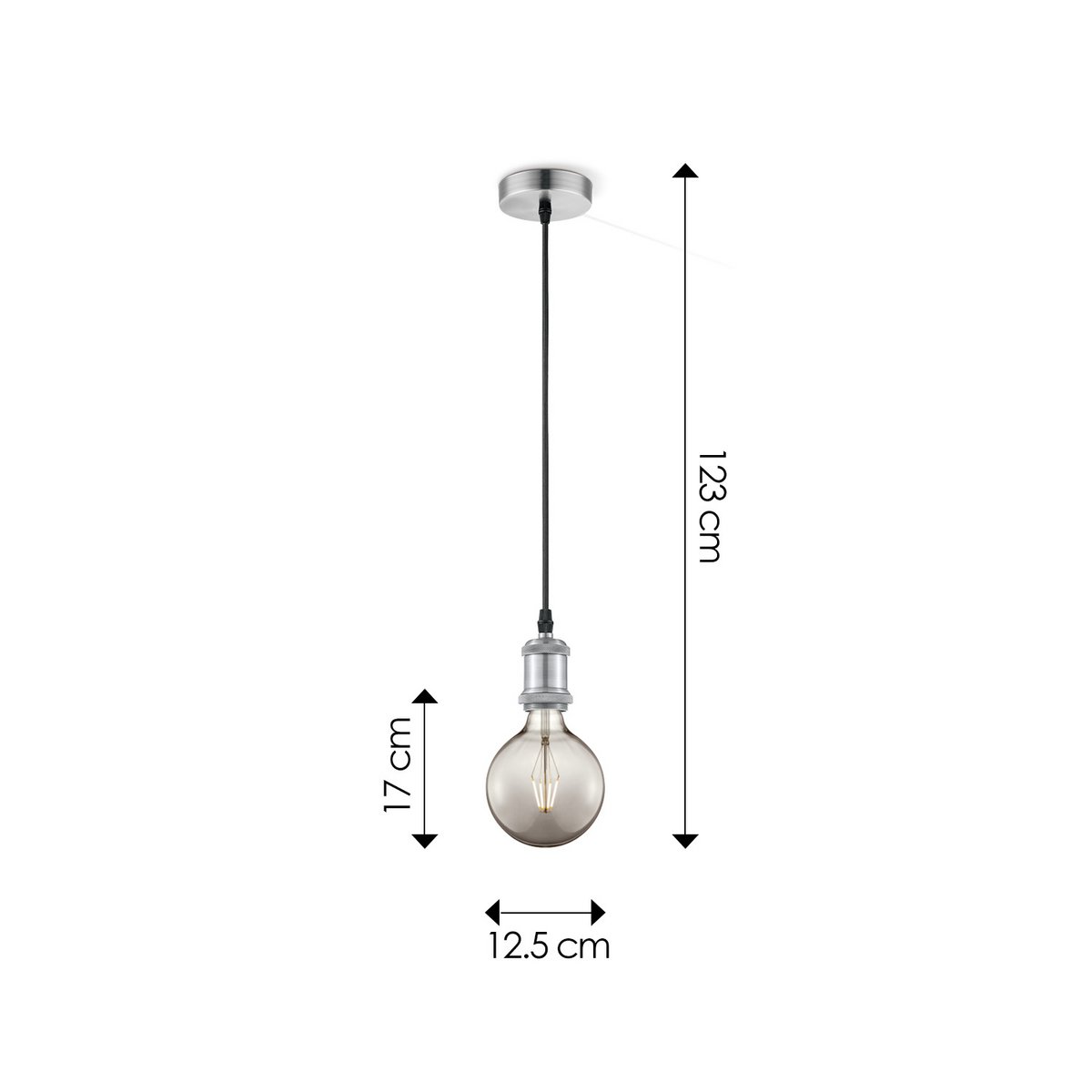 Home Sweet Home hanging lamp chrome vintage - G95 - dimmable E27 smoke