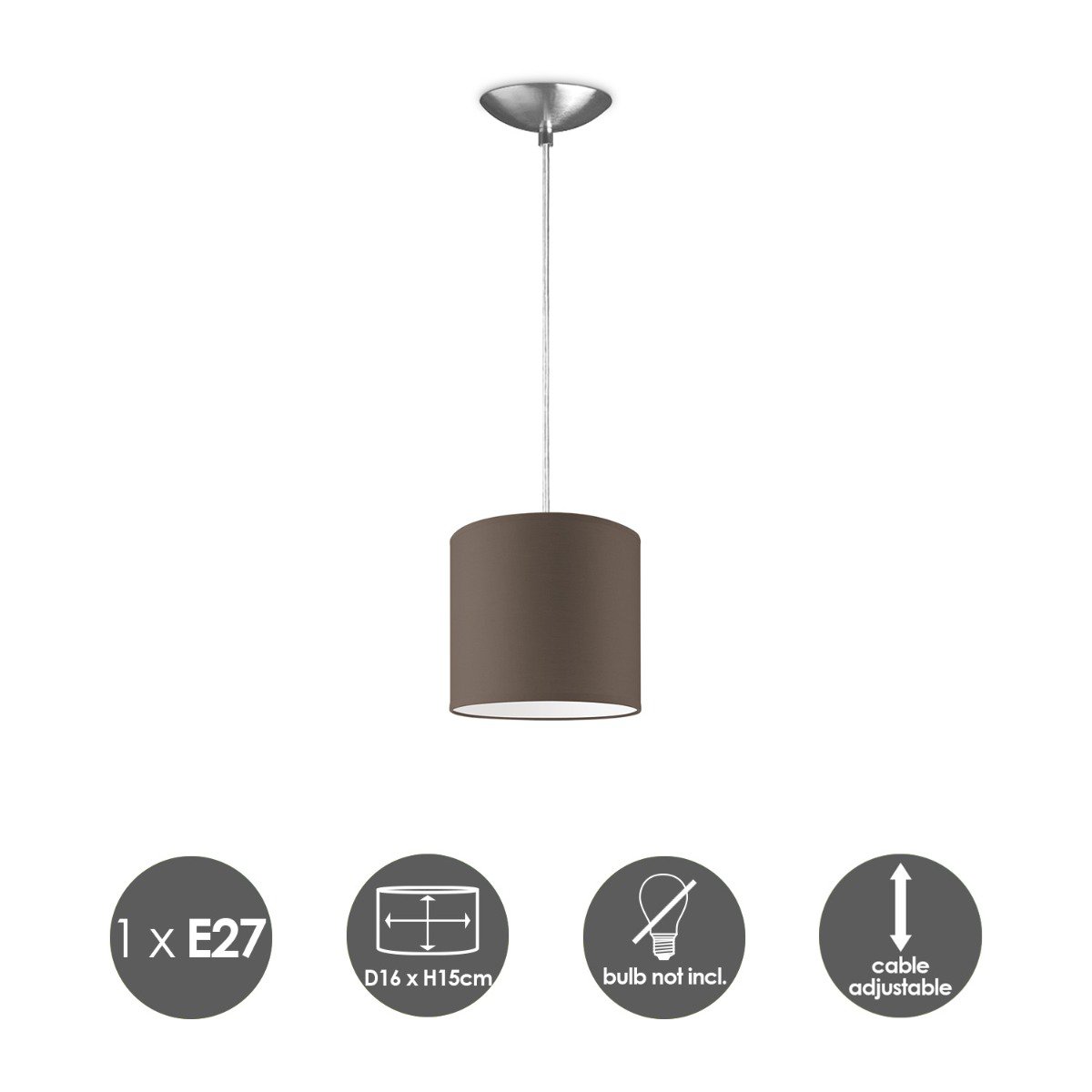 Home Sweet Home hanging lamp Bling with lampshade, E27, taupe, 16cm