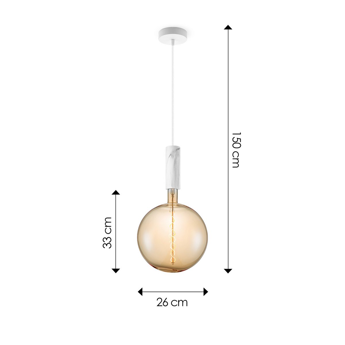 Home Sweet Home hanging lamp Marble Saga Globe - - dimmable E27 amber