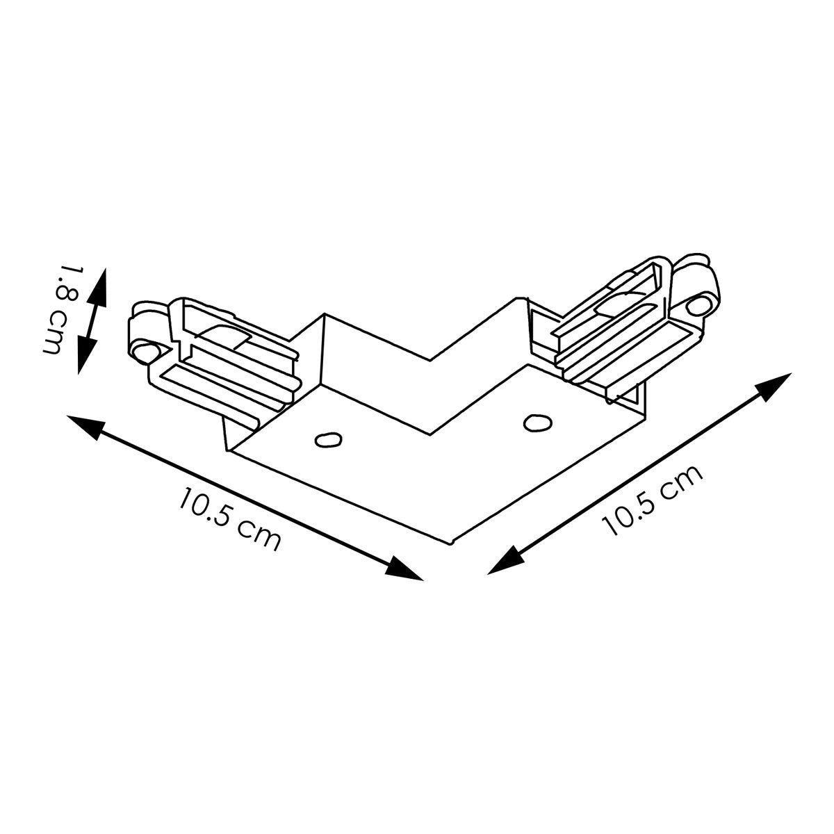 Track lighting part corner connector | 20/20/1.8cm | Black