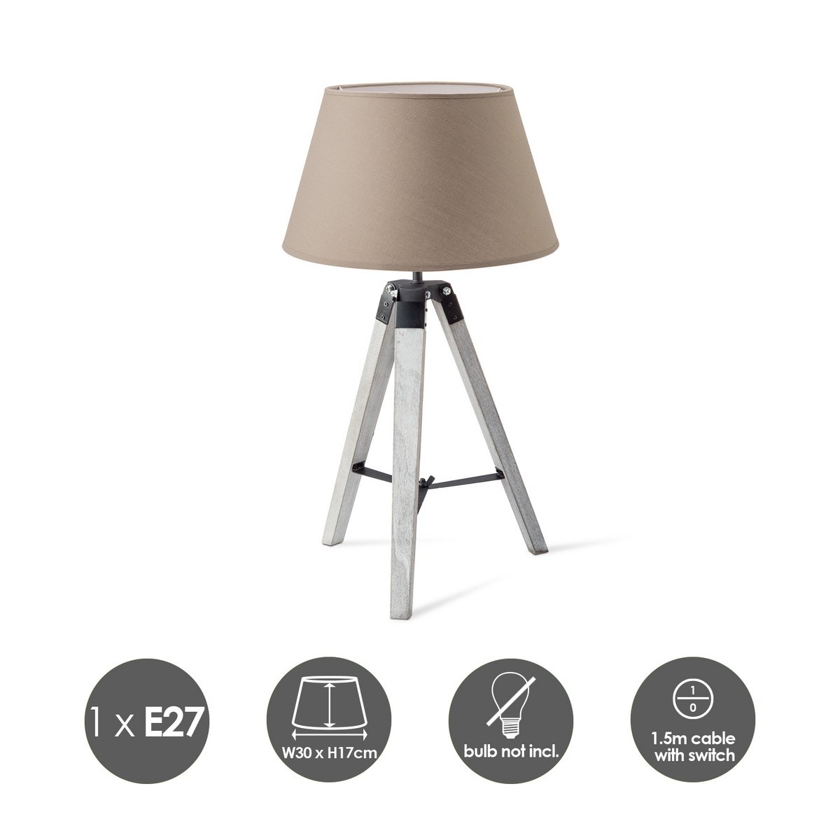 Home Sweet Home Table lamp Largo - White Lamp base and taupe