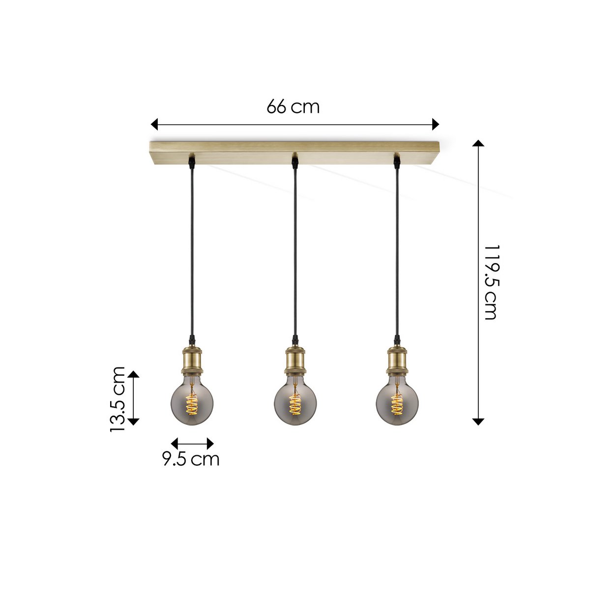 Home Sweet Home hanging lamp vintage - 3 LED lamp G125 - dimmable E27 smoke