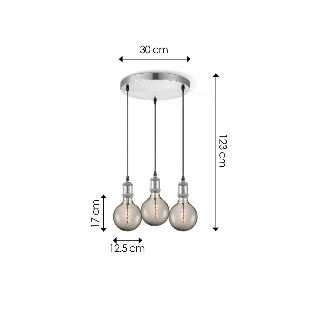 Home Sweet Home hanglamp chroom rond Spiraal 3L G125 dimbaar E27 rook