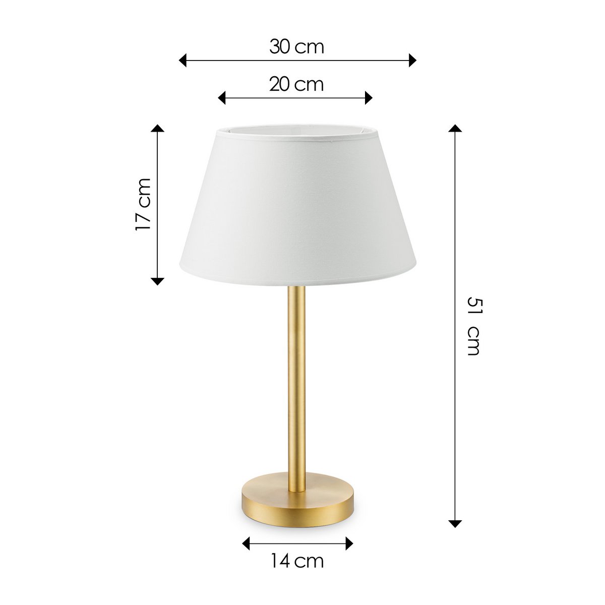 Home Sweet Home Table lamp Largo - E27 Brass White 30cm