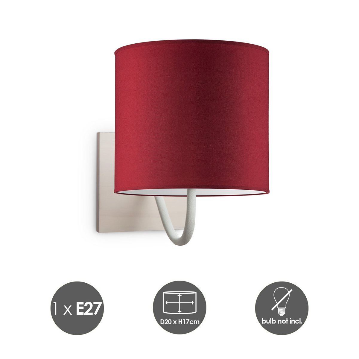 Home Sweet Home Wall Lamp - Beach including Lampshade E27 red 20x17cm