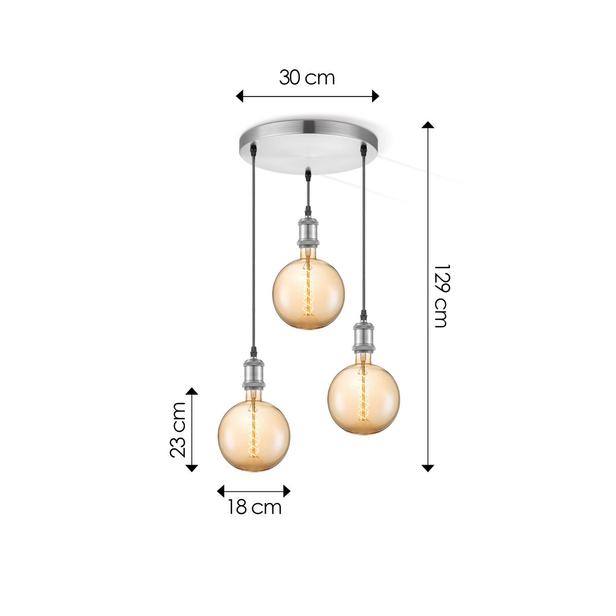 Home Sweet Home hanging lamp chrome vintage round 3 LED dimmable E27 amber