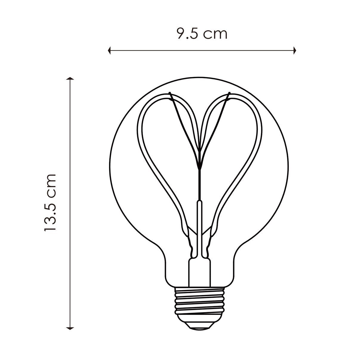 Home Sweet Home dimmable LED Globe Heart E27 G95 4W 280lm 2700K Gold