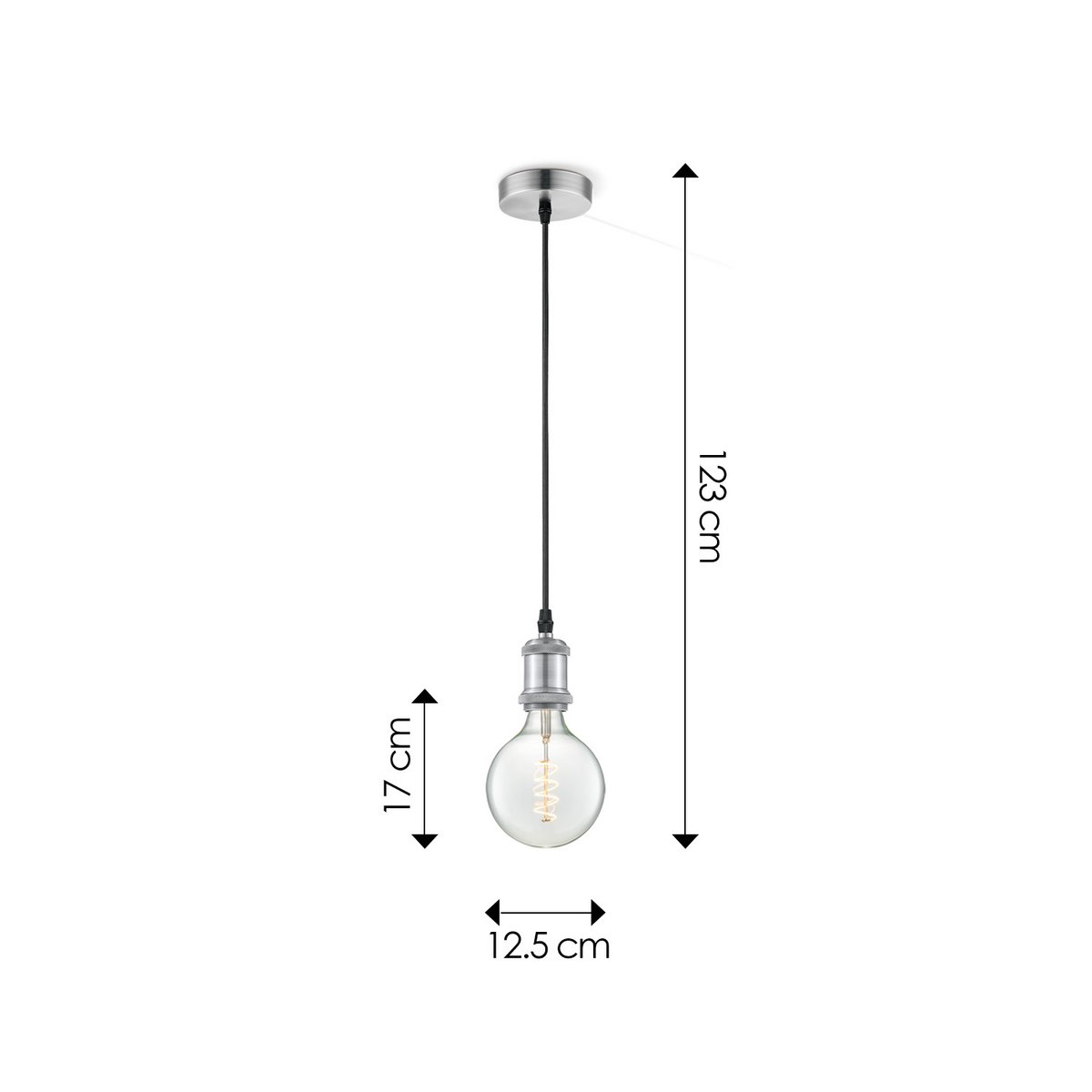 Home Sweet Home hanging lamp chrome vintage - G125 - dimmable E27 clear