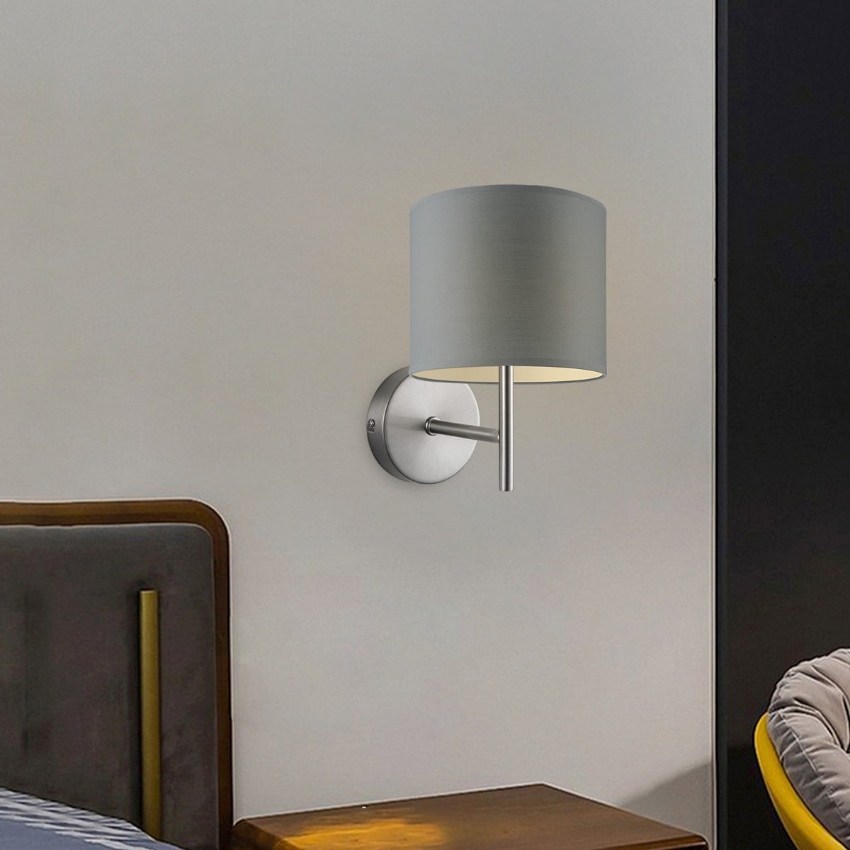 Home Sweet Home Wall Lamp - Mati including Lampshade E27 gray 20x17cm