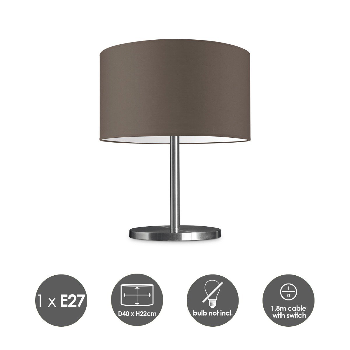 Home Sweet Home Table lamp Bling - Mauro, E27, taupe, 40x40x35.6cm