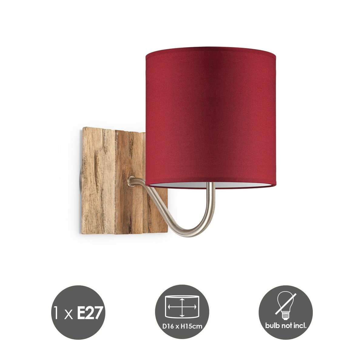 Home Sweet Home Wall Lamp - Drift including Lampshade E27 red 16x15cm