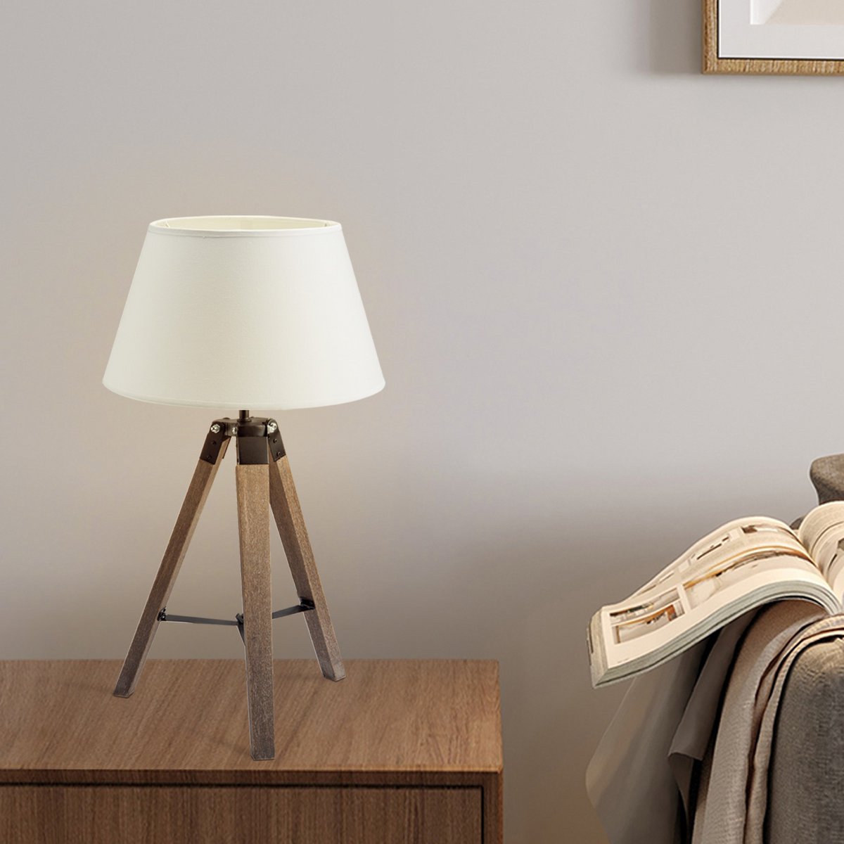 Home Sweet Home Table Lamp Largo - Natural Lamp Base and White Lampshade