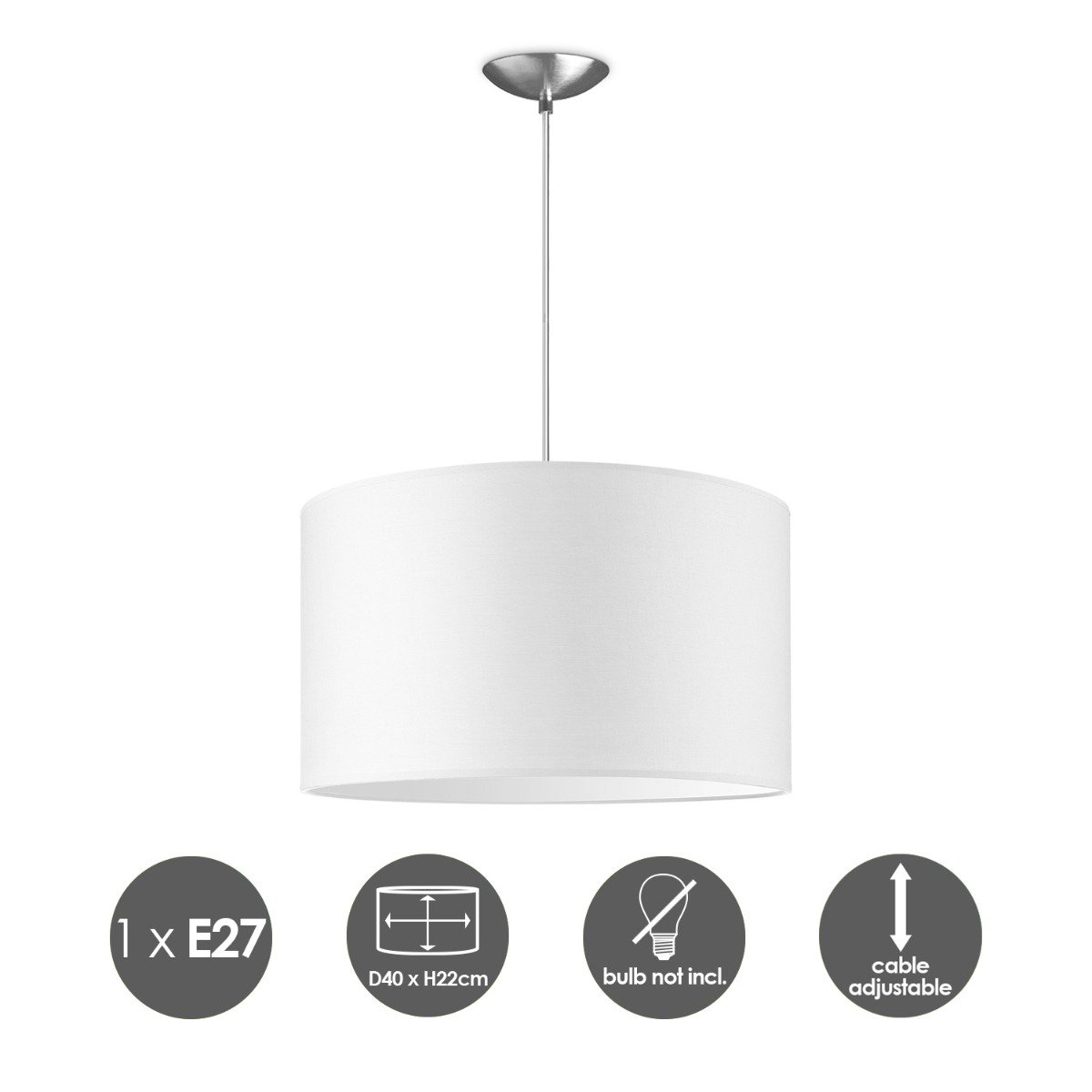 Home Sweet Home hanging lamp Bling with lampshade, E27, white, 40cm