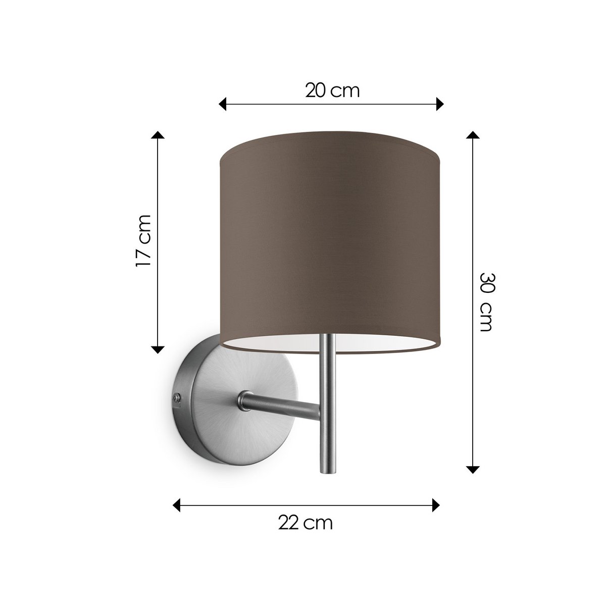 Home Sweet Home Wall Lamp - Mati including Lampshade E27 taupe 20x17cm