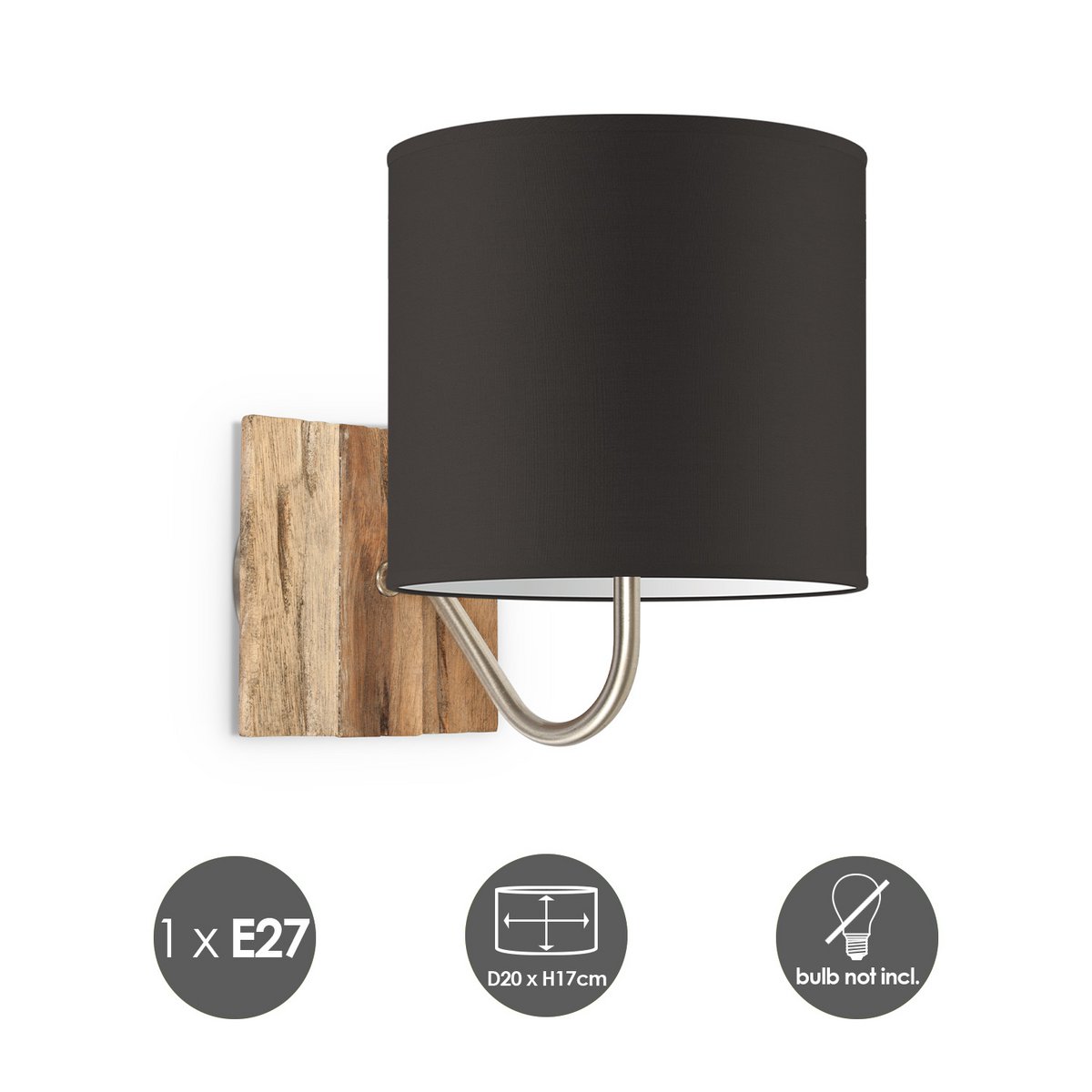 Home Sweet Home Wall Lamp - Drift E27 Lampshade chocolate 20cm