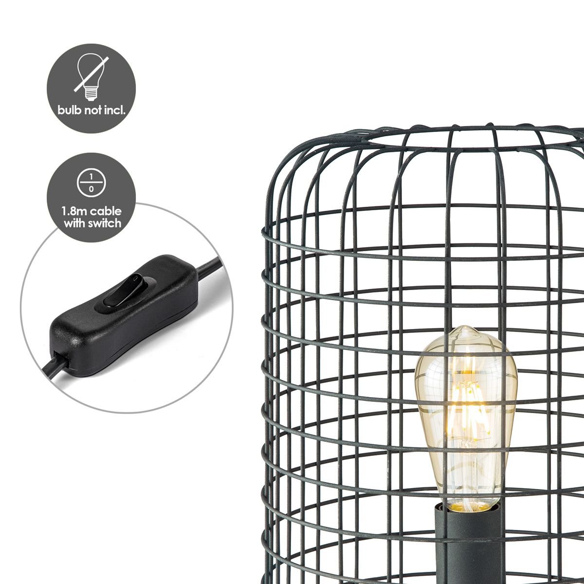 Home Sweet Home table lamp Netting - Black - 26/26/40cm - bedside lamp