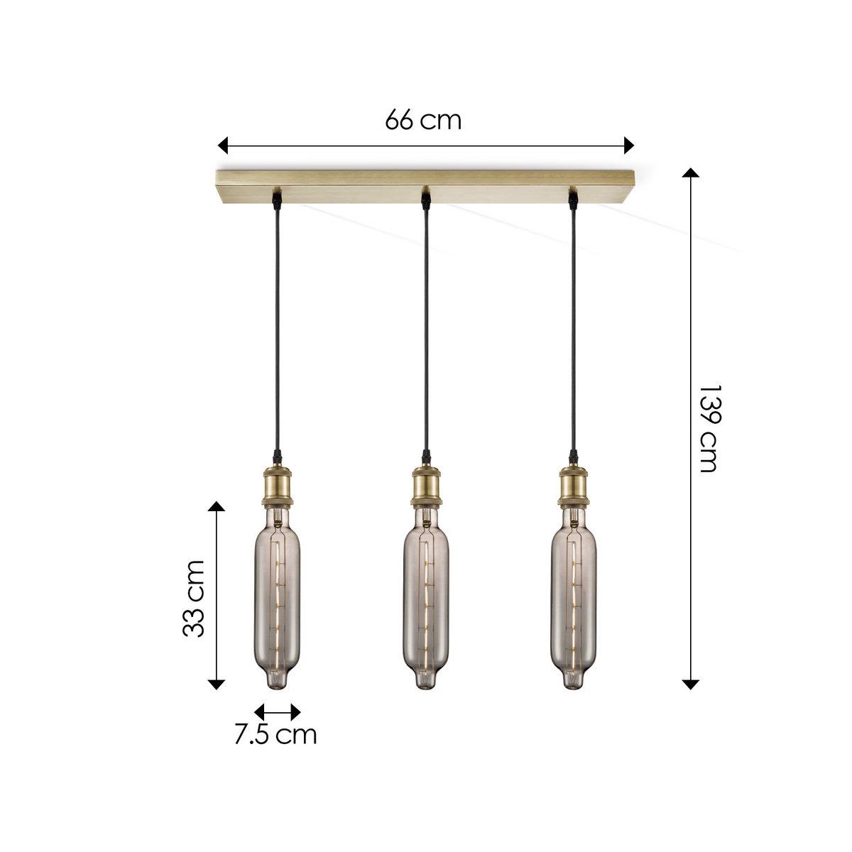 Home Sweet Home hanglamp vintage Tube 3 LED lamp G78 dimbaar E27 rook