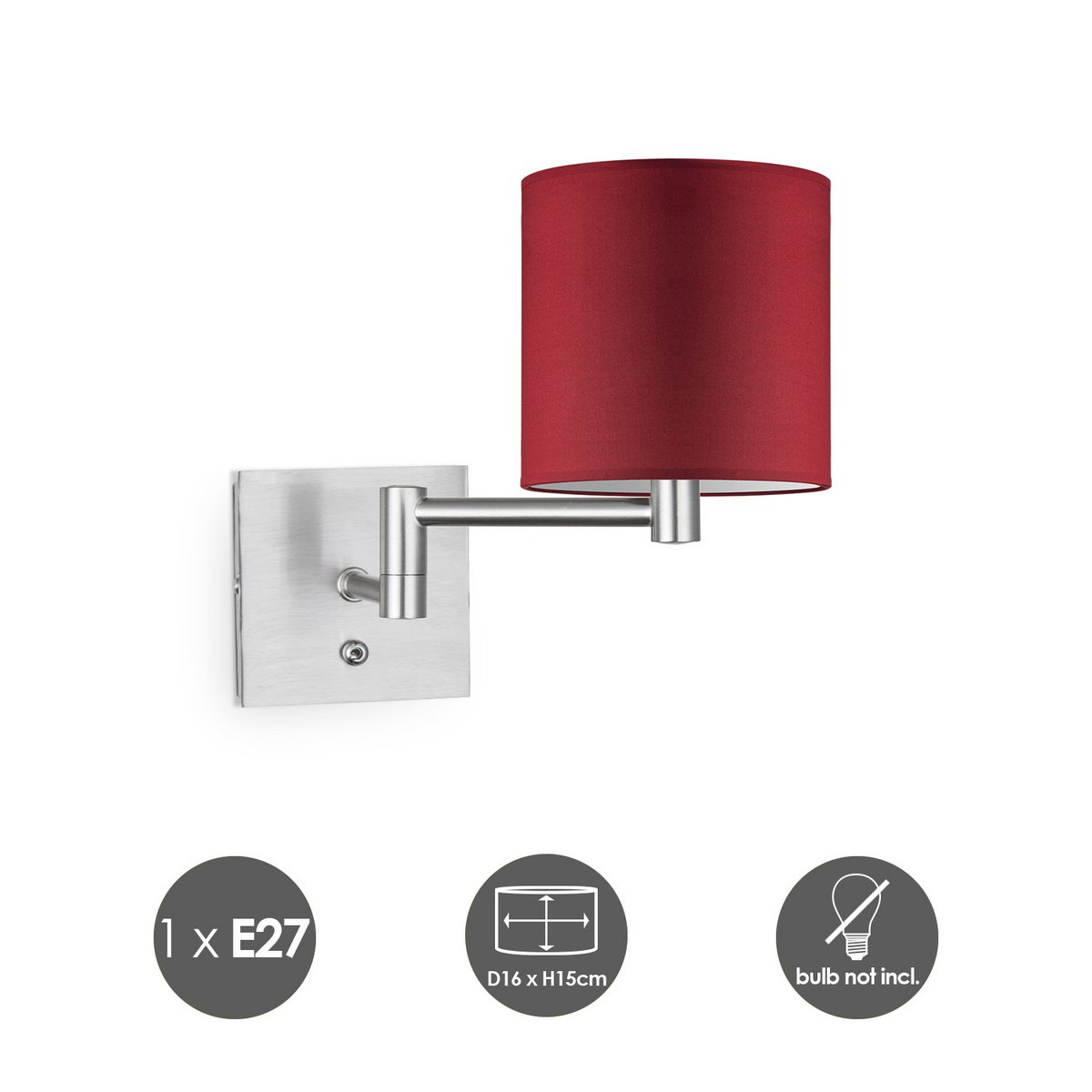 Home Sweet Home Wall Lamp - Swing, E27, red Lampshade 16x15cm