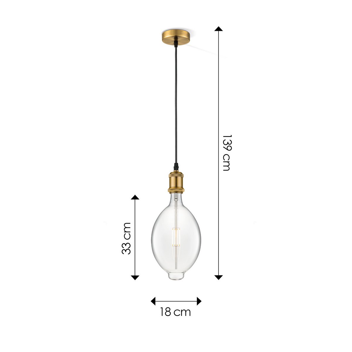 Home Sweet Home hanging lamp vintage Oval - G180 - dimmable E27 clear