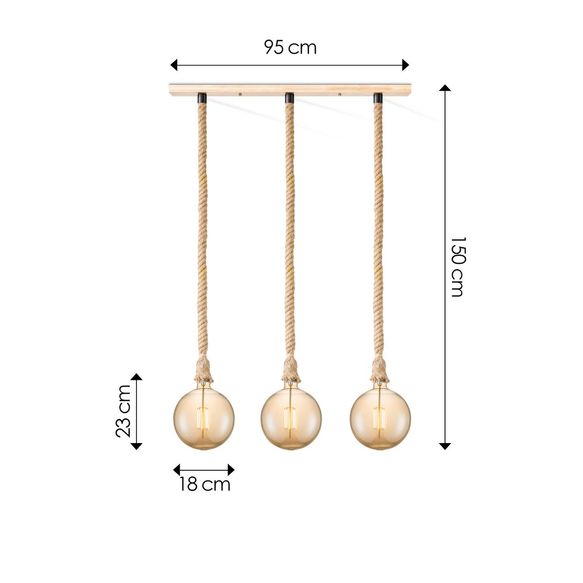 Home Sweet Home hanging lamp Leonardo Globe - 3L G18 - dimmable E27 amber