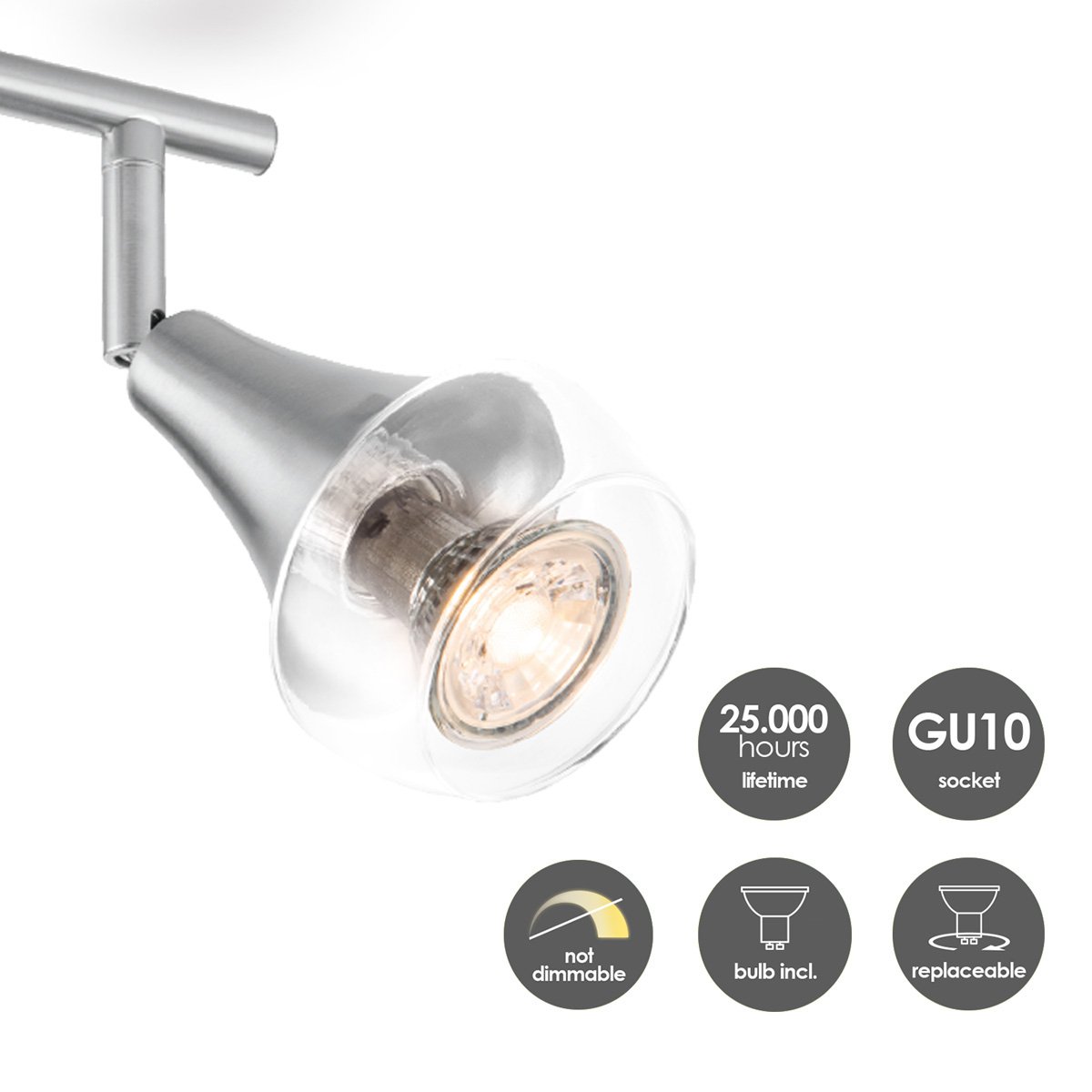 Home Sweet Home LED Surface-mounted spotlight Vaya 2 - incl. dimmable LED lamp - steel