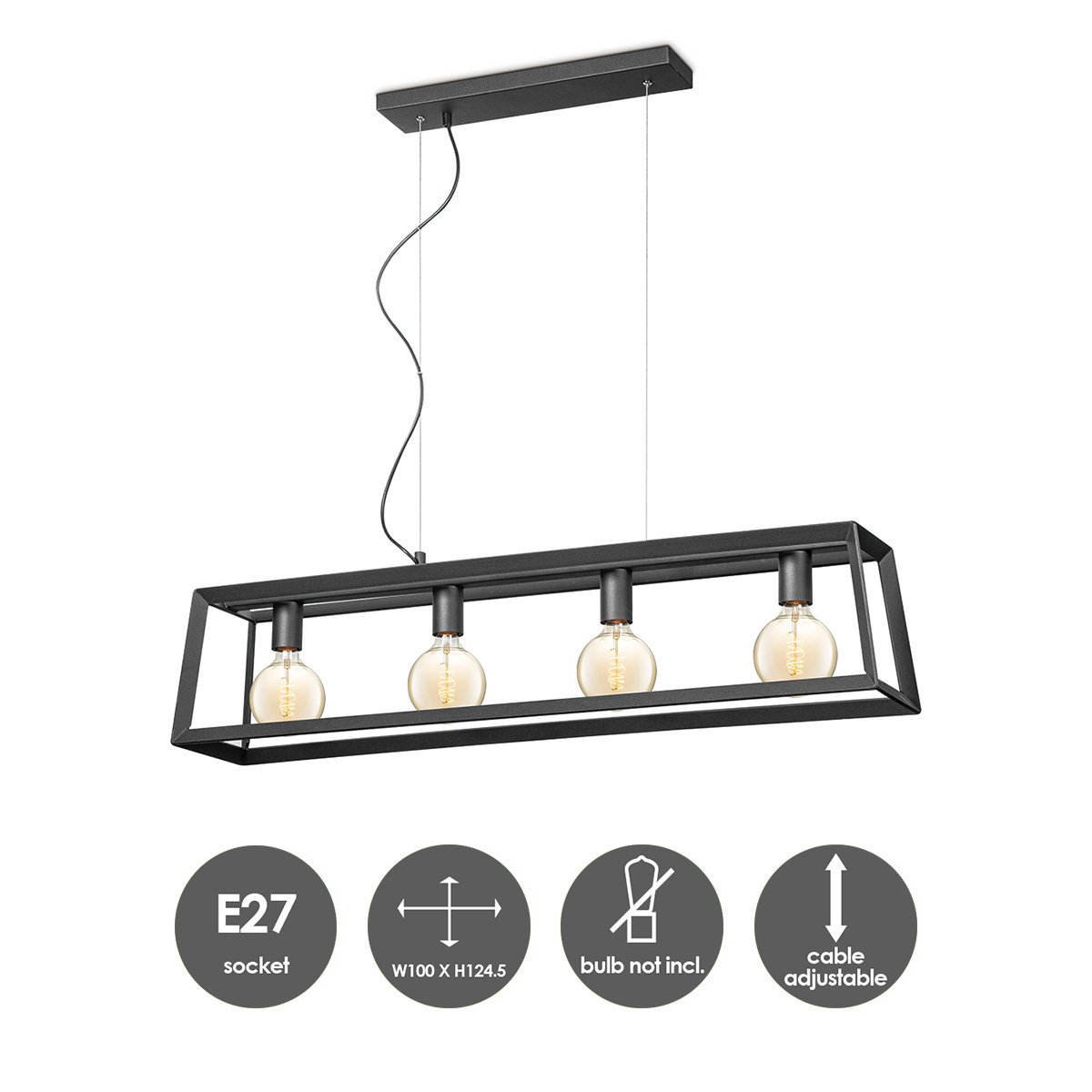 Home Sweet Home Hanging lamp Dito 4 lights - Black - 100x20x124cm